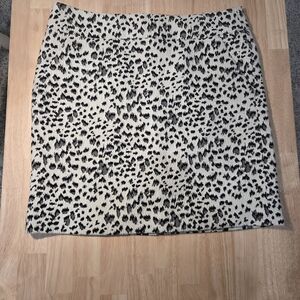 LOFT Black and White Leopard Print A Line Skirt